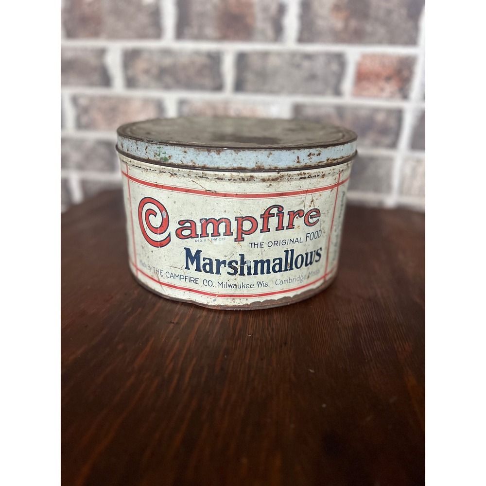 Vintage Campfire Marshmallows Tin The Original Food Milwaukee Wis Advertising